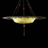 Ochre Serpentine Scudo Saraceno Silk Suspension with Metal Ring by Fortuny