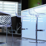 Ice CB-1039 Adjustable Swivel Stool by Calligaris by CasaDiLuce, Seat Colors: Transparent, Transparent Smoke Grey, Transparent Red, Glossy Optic White, Frame Colors: Chromed, Satin Finished Steel, | Casa Di Luce Lighting