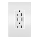 White Radiant 15A Tamper Resistant USB Outlet by Legrand Adorne