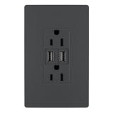 Graphite Radiant 15A Tamper Resistant USB Outlet by Legrand Adorne