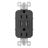 Black Radiant 15A Tamper Resistant USB Outlet by Legrand Adorne