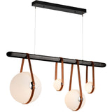 Derby Linear 4-Light LED Pendant by Hubbardton Forge, Finish: Polished Nickel, Antique Brass, Wood Color: Black Wood, Maple Wood, | Casa Di Luce Lighting