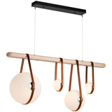 Derby Linear 4-Light LED Pendant by Hubbardton Forge, Finish: Polished Nickel, Antique Brass, Wood Color: Black Wood, Maple Wood, | Casa Di Luce Lighting