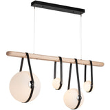 Derby Linear 4-Light LED Pendant by Hubbardton Forge, Finish: Polished Nickel, Antique Brass, Wood Color: Black Wood, Maple Wood, | Casa Di Luce Lighting