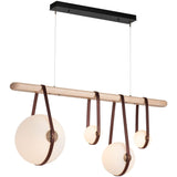 Derby Linear 4-Light LED Pendant by Hubbardton Forge, Finish: Antique Brass, Wood Color: Maple Wood, | Casa Di Luce Lighting