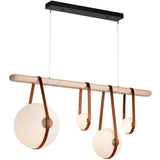 Derby Linear 4-Light LED Pendant by Hubbardton Forge, Finish: Polished Nickel, Antique Brass, Wood Color: Black Wood, Maple Wood, | Casa Di Luce Lighting