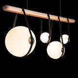 Derby Linear 4-Light LED Pendant by Hubbardton Forge, Finish: Polished Nickel, Antique Brass, Wood Color: Black Wood, Maple Wood, | Casa Di Luce Lighting