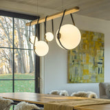 Derby Linear 4-Light LED Pendant by Hubbardton Forge, Finish: Polished Nickel, Antique Brass, Wood Color: Black Wood, Maple Wood, | Casa Di Luce Lighting