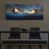 Dark Smoke Zephyr Linear Suspension in Dining Room
