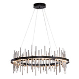 Cityscape Circular LED Pendant by Hubbardton Forge, Finish: White, Bronze, Dark Smoke-Hubbardton Forge, Black, Oil Rubbed Bronze, Natural Iron-Hubbardton Forge, Vintage Platinum-Hubbardton Forge, Soft Gold-Hubbardton Forge, Sterling-Hubbardton Forge, Modern Brass, Accent Finish: Natural Iron, Gold, Vintage Platinum, Soft Gold, Sterling, | Casa Di Luce Lighting