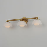 Domain 3 Light Wall Sconce By Studio M, Finish: Natural Aged Brass, Shades Color: Frosted