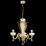 Foscari 1520 Chandelier by Sylcom, Color: Milk White Ivory - Sylc, Milk Ivory 24kt Gold - Sylcom, Milk White Clear - Sylcom, Milk White Ocean - Sylcom, Clear, Smoke - Vistosi, Smoked and 24kt Gold - Sylcom, Gold, Finish: Polish Chrome, Polish Gold, Number of Lights: 3, 5, 8 | Casa Di Luce Lighting