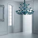 Candiano Three-Tier Chandelier by Sylcom, Color: Blue, Finish: Polish Gold,  | Casa Di Luce Lighting
