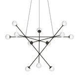 Proton Alpha Chandelier By Sonneman Lighting, Finish: Polished Black Nickel, Lens Type: White Crushed Glass