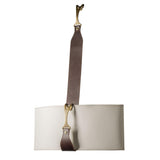 Black-Natural Linen Shade-Antique Brass Accent-British Brown Leather Saratoga Sconce by Hubbardton Forge