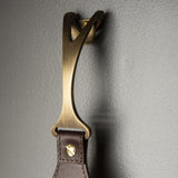 Black-Natural Linen Shade-Antique Brass Accent-British Brown Leather Saratoga Sconce by Hubbardton Forge