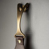 Black-Natural Linen Shade-Antique Brass Accent-British Brown Leather Saratoga Sconce by Hubbardton Forge