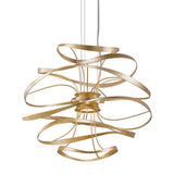 Calligraphy Chandelier by Corbett, Finish: Silver Leaf with Polished Stainless-Corbett Lighting, Gold Leaf with Polished Stainless-Corbett Lighting, Size: Small, Medium, Large, X-Large, | Casa Di Luce Lighting