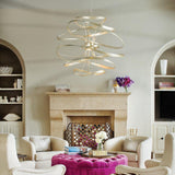 Calligraphy Chandelier by Corbett, Finish: Silver Leaf with Polished Stainless-Corbett Lighting, Gold Leaf with Polished Stainless-Corbett Lighting, Size: Small, Medium, Large, X-Large, | Casa Di Luce Lighting