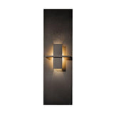 Aperture Vertical Wall Sconce by Hubbardton Forge, Finish: Mahogany-Hubbardton Forge, Bronze, Dark Smoke-Hubbardton Forge, Burnished Steel-Hubbardton Forge, Black, Natural Iron-Hubbardton Forge, Gold, Vintage Platinum-Hubbardton Forge, Soft Gold-Hubbardton Forge, Sterling-Hubbardton Forge, Glass Color: Topaz Art Glass, White Art Glass, | Casa Di Luce Lighting