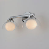 Domain 2 Light Wall Sconce By Studio M, Finish: Polished Chrome, Shades Color: Clear