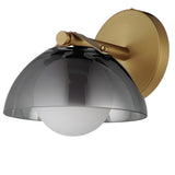 Domain Wall Sconce By Studio M, Finish: Natural Aged Brass, Shade Color: Mirror Smoke