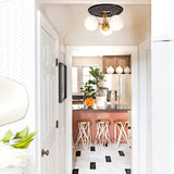 Stella Multi Semi Flush Ceiling Light By Mitzi - Aged Brass On Ceiling in Kitchen