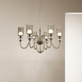 Candel Chandelier by Sylcom, Color: Clear, Blue, Smoke - Vistosi, Grey, Topaz - Sylcom, Milk White Clear - Sylcom, Finish: Brushed Gold, Brushed Black Nickel, Number of Lights: 6, 9, 12 | Casa Di Luce Lighting