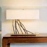 Brindille Table Lamp by Hubbardton Forge, Finish: Mahogany-Hubbardton Forge, Bronze, Dark Smoke-Hubbardton Forge, Burnished Steel-Hubbardton Forge, Black, Natural Iron-Hubbardton Forge, Gold, Vintage Platinum-Hubbardton Forge, Soft Gold-Hubbardton Forge, Sterling-Hubbardton Forge, Shade Color: Natural Anna, Doeskin Suede, Flax, Light Grey, Medium Grey, | Casa Di Luce Lighting