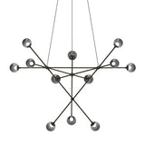 Proton Alpha Chandelier By Sonneman Lighting, Finish: Polished Black Nickel, Lens Type: Smoke Glass