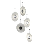 Meclisse 5 Light Pendant by Sonneman, Color: Clear, Etched, Finish: Black, Polish Chrome, | Casa Di Luce Lighting