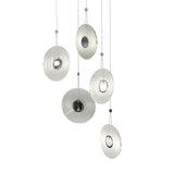 Meclisse 5 Light Pendant by Sonneman, Color: Clear, Etched, Finish: Black, Polish Chrome, | Casa Di Luce Lighting