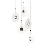 Meclisse 5 Light Pendant by Sonneman, Color: Clear, Etched, Finish: Black, Polish Chrome, | Casa Di Luce Lighting