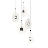 Meclisse 5 Light Pendant by Sonneman, Color: Clear, Etched, Finish: Black, Polish Chrome, | Casa Di Luce Lighting