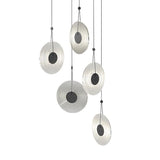 Meclisse 5 Light Pendant by Sonneman, Color: Clear, Etched, Finish: Black, Polish Chrome, | Casa Di Luce Lighting