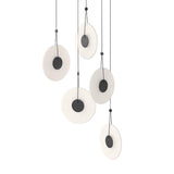 Meclisse 5 Light Pendant by Sonneman, Color: Clear, Etched, Finish: Black, Polish Chrome, | Casa Di Luce Lighting