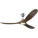 Brushed Steel/Dark Walnut Medium Maverick LED Collection Fan by Monte Carlo Fans