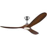 Brushed Steel/Koa Medium Maverick LED Collection Fan by Monte Carlo Fans