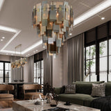 19 Light-Antique Brass Cocolina Chandelier in Living Room