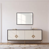 Small-Black Cerissa Rectangular Mirror in Living Room