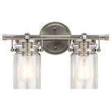 Brinley Bath Bar by Kichler, Finish: Nickel Brushed, Number of Lights: 2, | Casa Di Luce Lighting