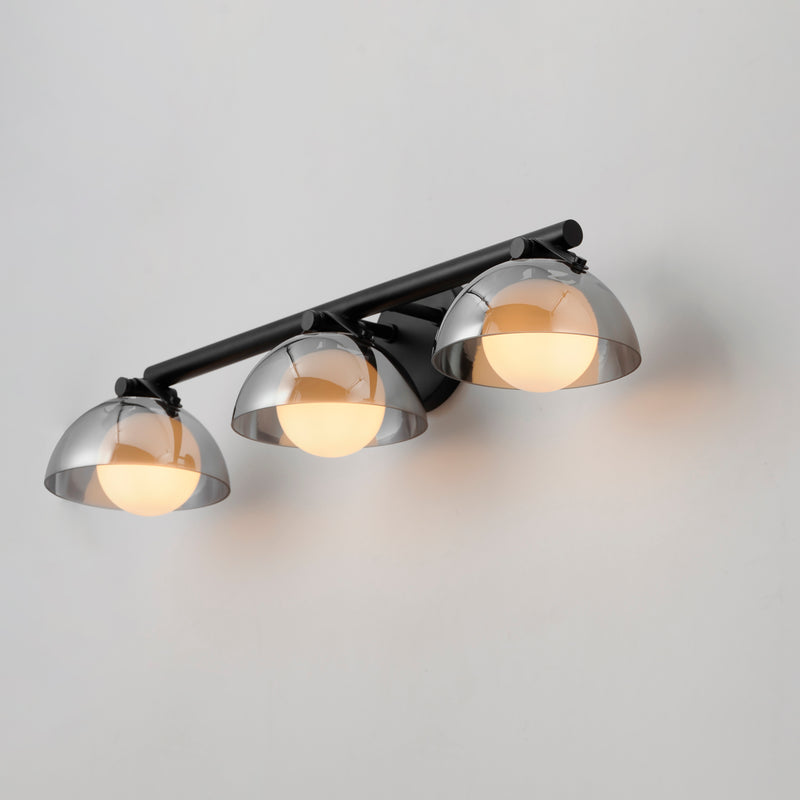 Domain 3 Light Wall Sconce By Studio M, Finish: Black, Shades Color: Mirror Smoke