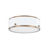Eli Flush Mount By Troy Lighting, Size: Medium, Finish: Patina Brass And Soft White