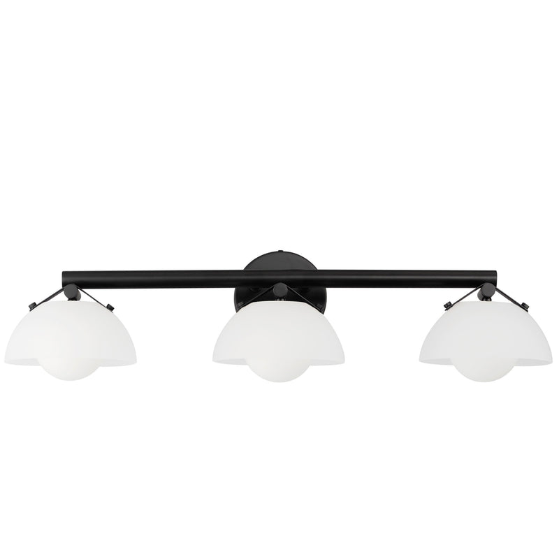 Domain 3 Light Wall Sconce By Studio M, Finish: Black, Shades Color: Frosted