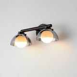 Domain 2 Light Wall Sconce By Studio M, Finish: Black, Shades Color: Mirror Smoke