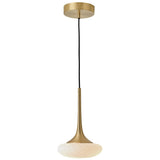 Louis Pendant By CVL, Finish: Satin Brass Nickel, Glass Type: Opal And Patterned, Size: X Small