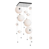ABACUS SQUARE 10-LED PENDANT BY HUBBARDTON FORGE, COLOR: OPAL, FINISH: VINTAGE PLATINUM, | CASA DI LUCE LIGHTING