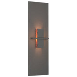 APERTURE VERTICAL WALL SCONCE BY HUBBARDTON FORGE, FINISH: NATURAL IRON, GLASS COLOR: TOPAZ ART GLASS,, | CASA DI LUCE LIGHTING