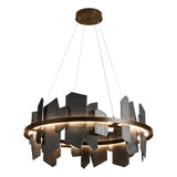ARDESIA CIRCULAR LED PENDANT BY HUBBARDTON FORGE, FINISH: BRONZE; ACCENT SLATE, | CASA DI LUCE LIGHTING