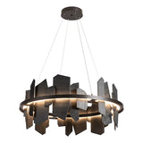 ARDESIA CIRCULAR LED PENDANT BY HUBBARDTON FORGE, FINISH: DARK SMOKE; ACCENT SLATE, | CASA DI LUCE LIGHTING